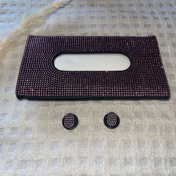 Pink Sparkle Bling Car Sun Visor Tissue Box Holder, 9x5 Inches - Picture 2 of 4